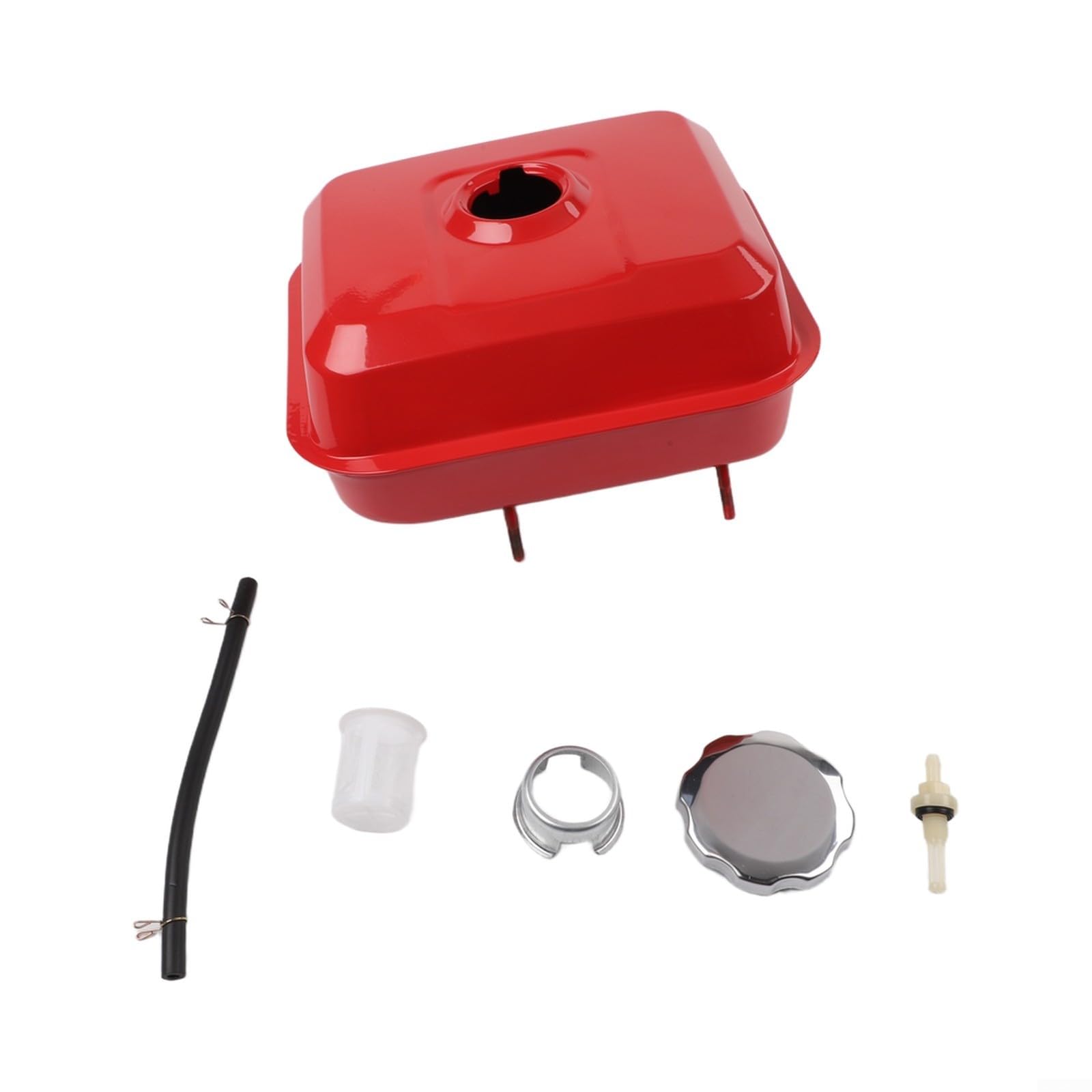 Conjunto de tanque de 3.6L con tapa y filtro para GX140 para GX160 para motores GX200, tanque de gas de repuesto de hierro grueso (rojo)
