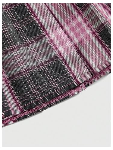 MakeMeChic Women's Fall Plaid Mini Skirts A Line Pleated Flared Y2K Short Skirts3