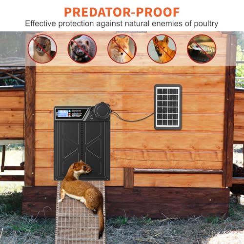 Vinderfine Porta de galinheiro automática anti-beliscar com temporizador, porta solar de galinheiro