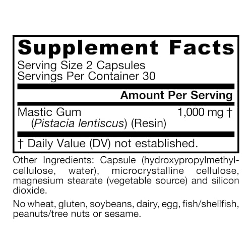 Jarrow Mastic Gum 1000mg, Supporting Stomach & Duodenal Health, 60 Capsules - image 7