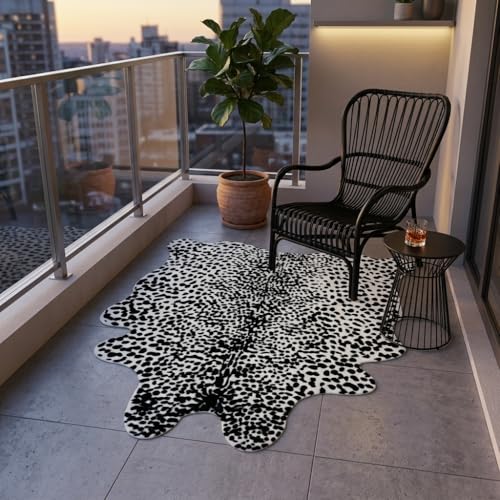 Tapete falso animal negro y blanco 4.5'x6.2' miniatura 6