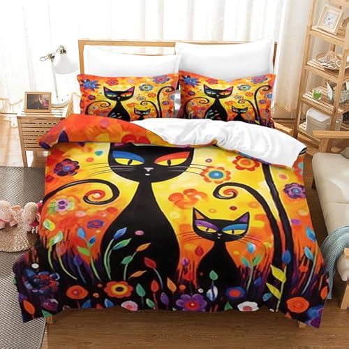 Housse de couette microfibre chaton mignon parure de lit enfant 3D - 3