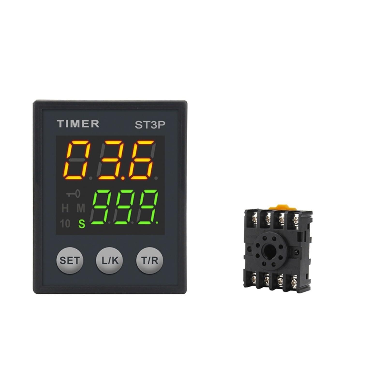 Relé de Tiempo Digital LCD ST3P-1Z ST3P-2Z ST3P-2ZH relé de retardo programable retardo de Apagado 12V/24V/220V con Base PF083A(ST3P-2ZH 220V)