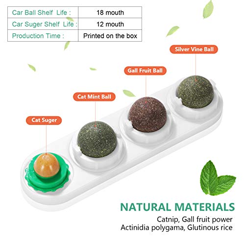 TEHAUX Bola de parede de erva de gato, bolas comestíveis para lamber a erva do gato, petiscos natura