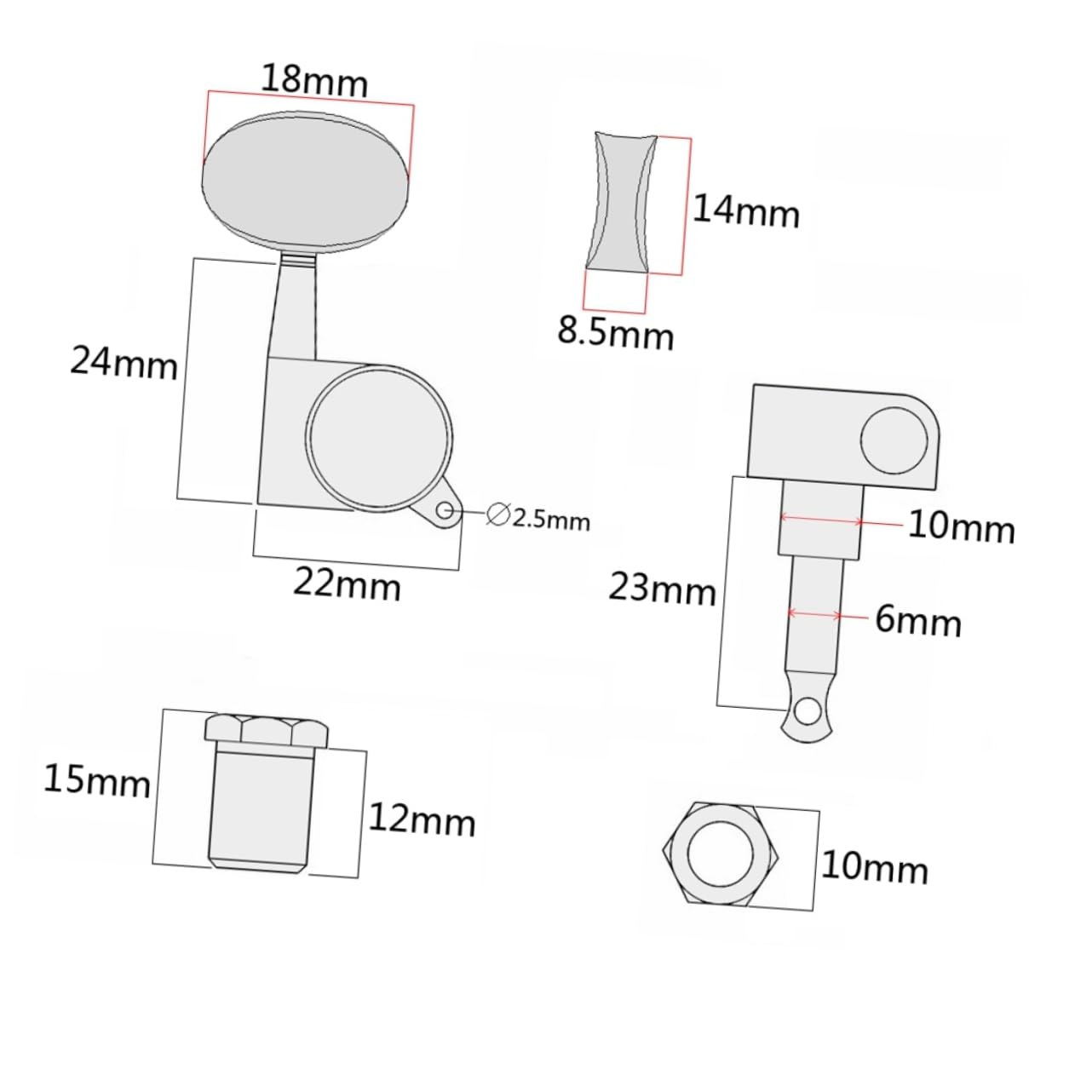 HEMOTON 2 Set 3l Chiavi Per Accordatura Chitarra Accordatore Per Chitarra Con Viti Placcate in Oro Per Chitarre Acustiche 6 Pezzi * 2