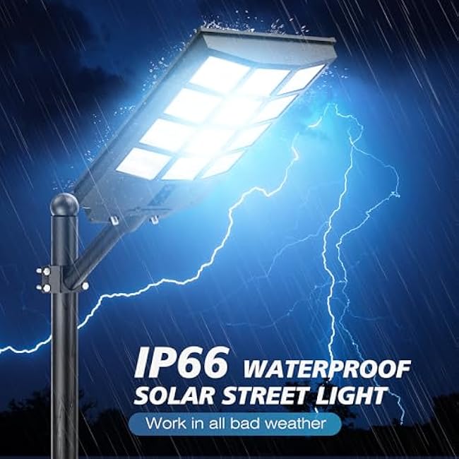 Sunwish 5000W Solar Street Lights Outdoor - 6500K Wide Angle Solar Lights Outdoor Waterproof, LED Security Flood Light Motion Sensor, Commercial Parking Lot Light Dusk to Dawn for Yard Outside