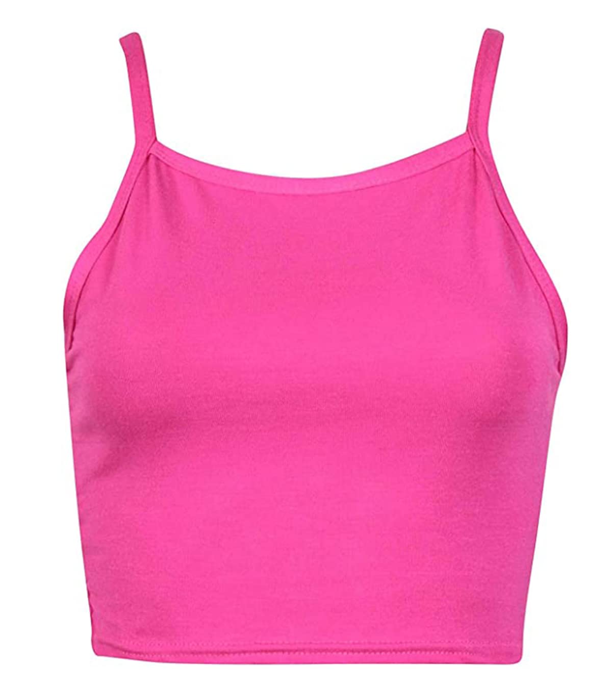 Purple Hanger Women's Cerise Sleeveless Stretch Cropped Camisole Strappy Bra Vest Plain T-Shirt Top 12-14