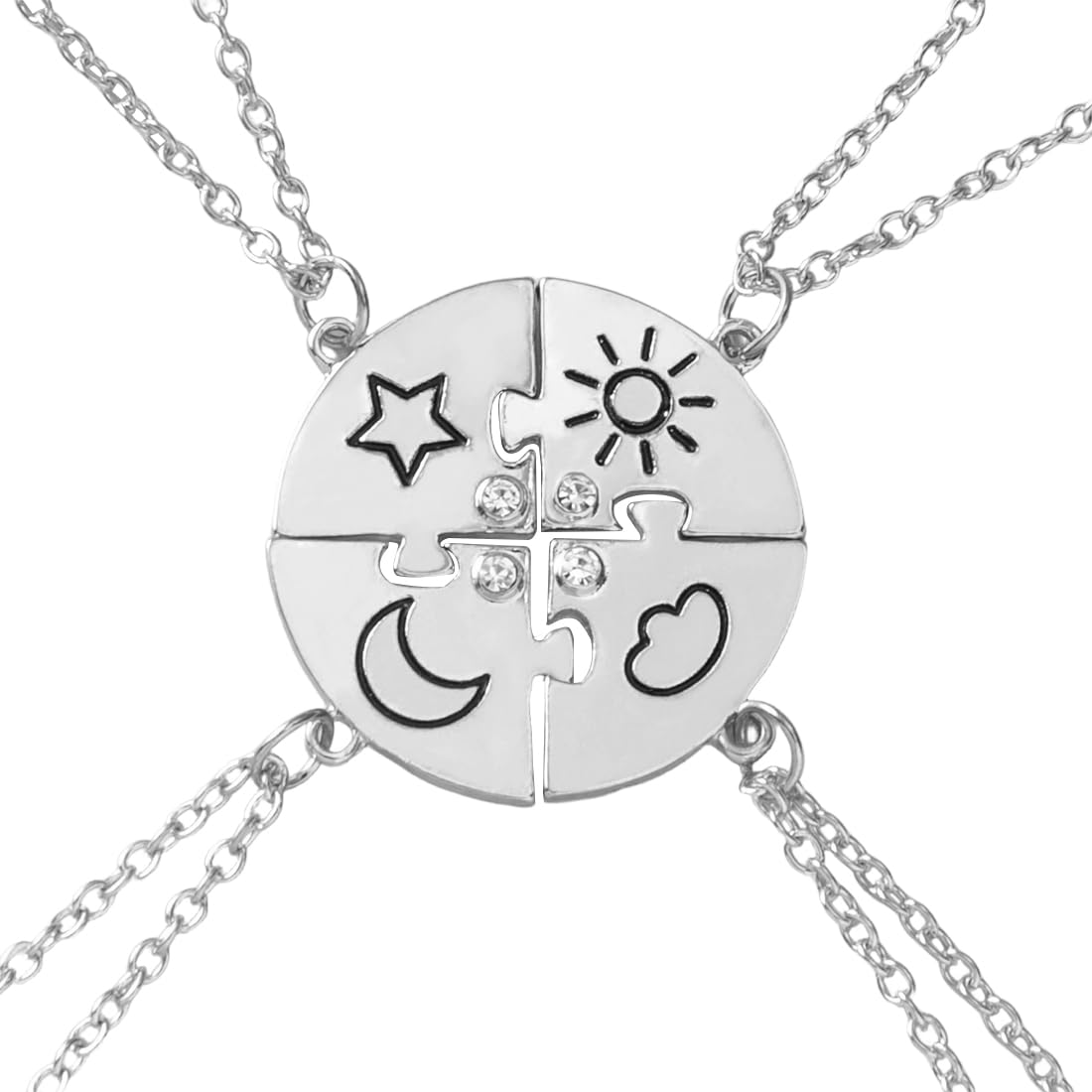 4 x magnetyczny naszyjnik BFF symbol piękna przyjaźń prezent dla najlepszego przyjaciela, naszyjnik dla dziewczynki, naszyjnik przyjaźń, przyjaźń