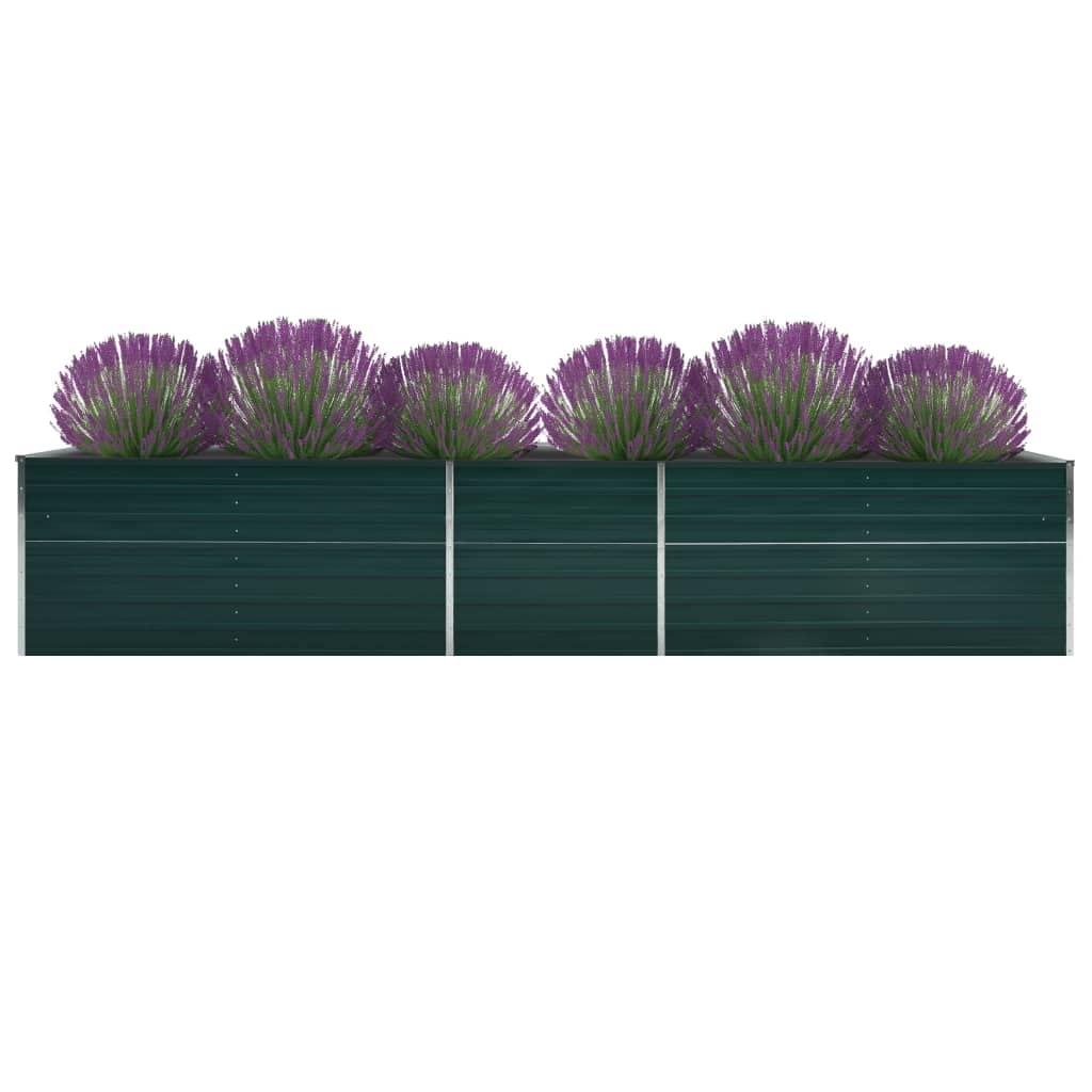 Jardinera elevada, acero galvanizado, 400 x 80 x 45 cm, verde, apto para balcones de jardín al aire libre