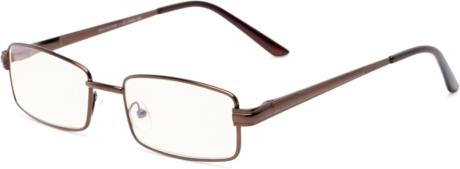 Readers Readers.com Reading Glasses: The Dash Blue Light, Metal rectangle Style for Men and Women
