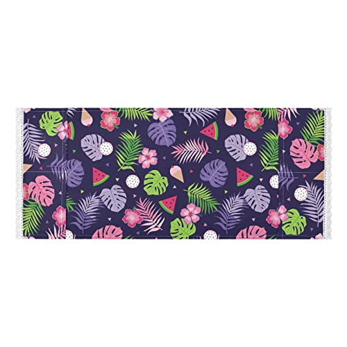 Washing Machine Cover,51.2 x 22 Flowers Stripes Pink Washer and Dryer Covers for The Top,Refrigerator Fridge Dust Cover with Storage Bag