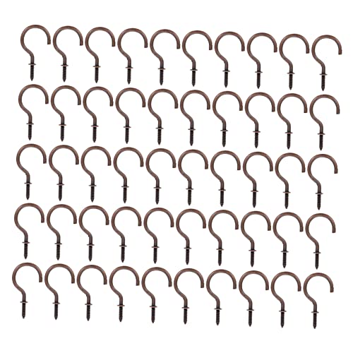 BELLIFFY Self-Tapping Screw Hooks 50pcs Iron Hooks for Plant Hangers Outdoor Heavy Duty for Indoor Outdoor