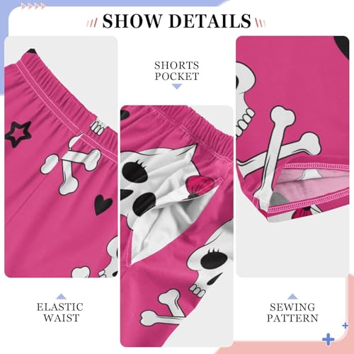 Skull and Bow Boys Pants Boys Athletic Pants Long Pant for Boywith Pockets Wide-Leg Size 6-14Y4