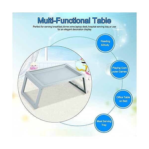 Kosoree Portable Folding Bed Laptop Table Sofa Lap Notebook Desk Bed Breakfast Tray Blue - Image 10