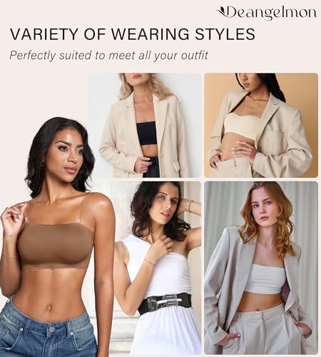 Image of DEANGELMON Strapless Bras for Women Non-Slip Silicone Bandeau Seamless Tube Top Bralette Comfy Non Padded Stretchy Stylish