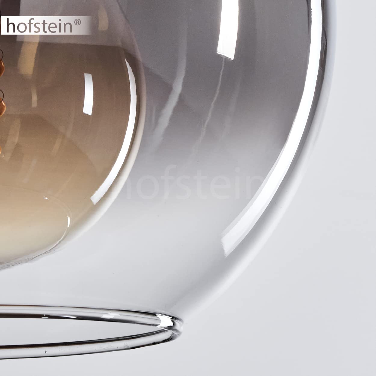 HOFSTEIN Hängeleuchte Koyoto, 1-flammige Hängelampe aus Metall/Glas in Schwarz/Rauchfarben/Klar, moderne Pendelleuchte im Retro/Vintage-Design, Ø 20 cm, E27, Esszimmer, Küche, Wohnzimmer