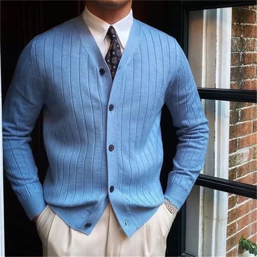 Men's Winter Business Casual V Neck Cardigan Solid Knit Sweatercoat Male Slim Fit Knitted Sweater Tops2