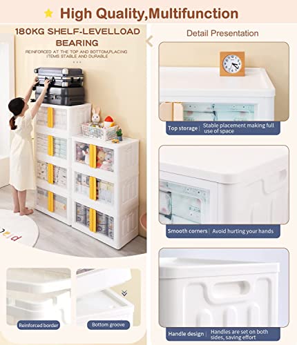 Storage Bins With Lids - 4 X 19Gal Stackable Storage Bin With Wheels For Closet Organizers Stackable Bins, Collapsible Storage Bins With Doors Storage Cube Folding Storage Box For Room Clothing Storage #TOP2