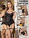 RSLOVE Lingerie Sets for Women Sexy - Lace Corset Bodysuit with Garter Belts Underwire Babydoll Sleepwear Black