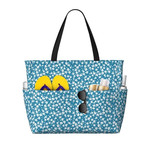 Large Beach Bags Water-resistant Sandproof - beautiful floral Cute Beach Tote Bags for Women with Zipper