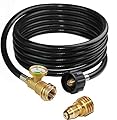 DOZYANT 12 Feet Propane Hose with Gauge,Include Tank Adapter Converts POL 100 lb LP Tank to QCC1 for Gas Grill, Stove and More Propane Appliances
