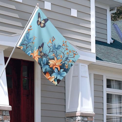 Drapeau de maison floral papillon bleu idéal pour décorer le jardin