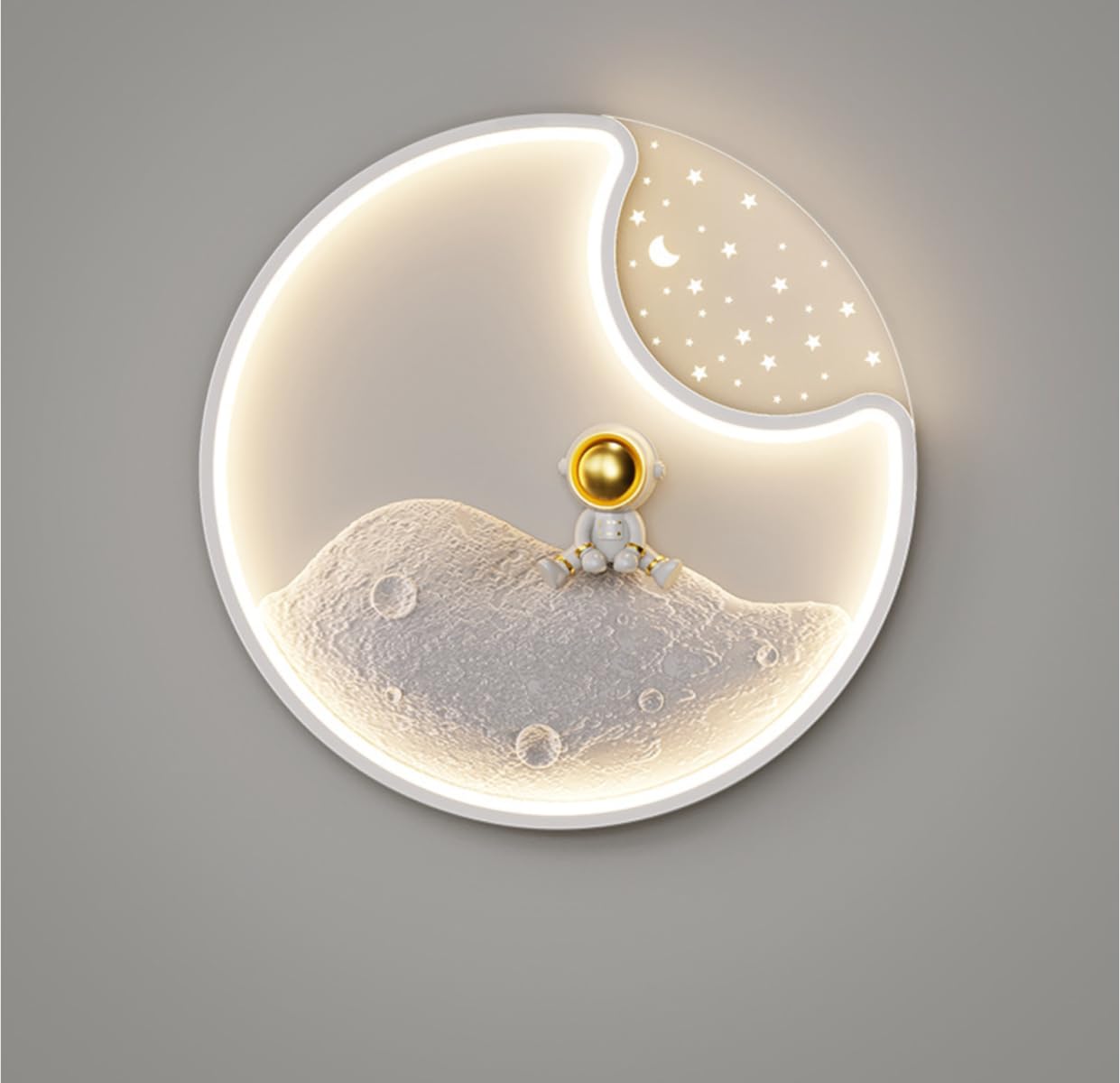 Plafoniera 3D Astronauta Luna Plafoniera LED Lampadario Astronauta Lampada da soffitto Cartoon Luna Apparecchio di illuminazione per camera da letto, cameretta dei bambini
