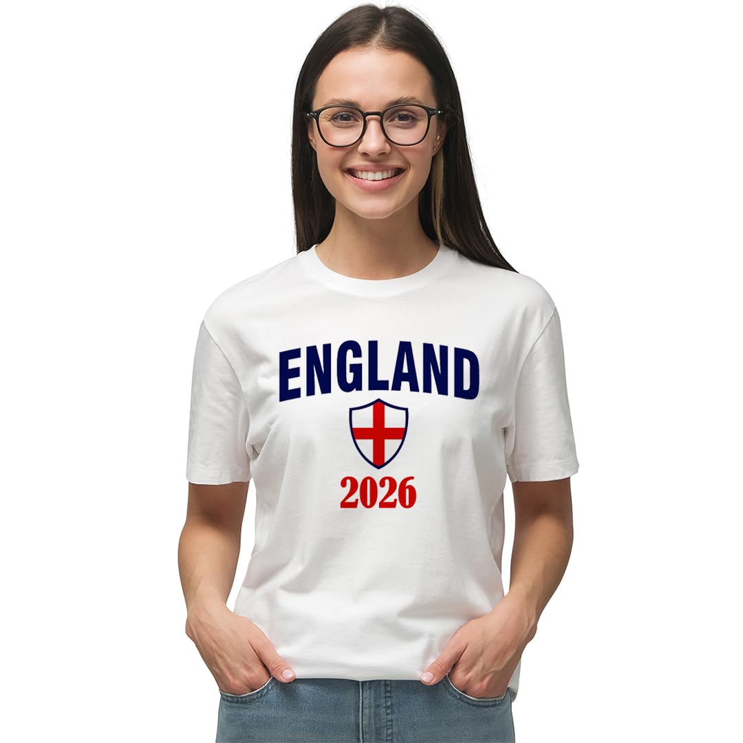 Hoolaroo England White Football Shirt T-Shirt 2026 Football Top Men Women S