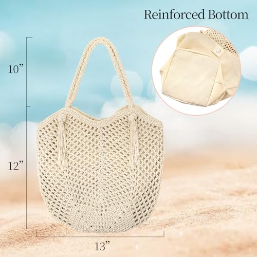 Peicees Crochet Beach Tote Bag For Women 2025 Bohemian Shoulder Bag Purse With Leak-Proof Lining for Summer Vacation Travel4