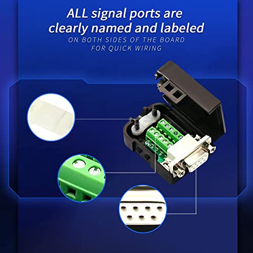 Conector DB9 hembra con tuerca sin soldadura, 2 piezas miniatura 6