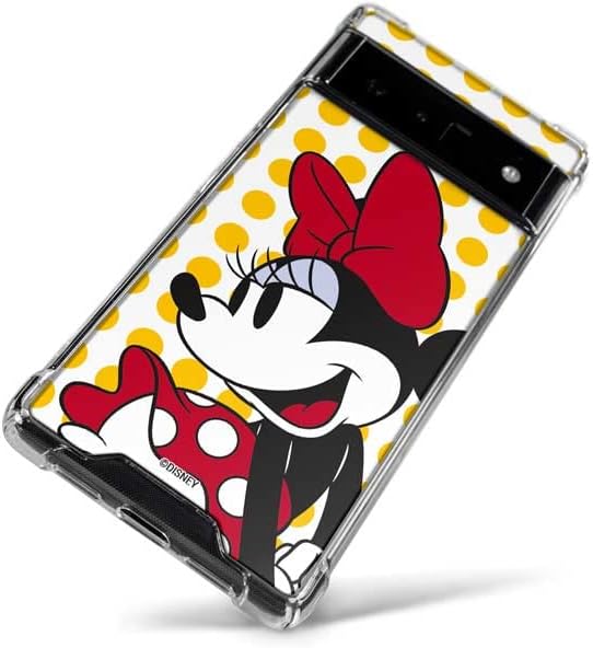 Skinit Clear Phone Case Compatible with Google Pixel 6 - Officially Licensed Disney Minnie Mouse Profile Yellow Dots Design