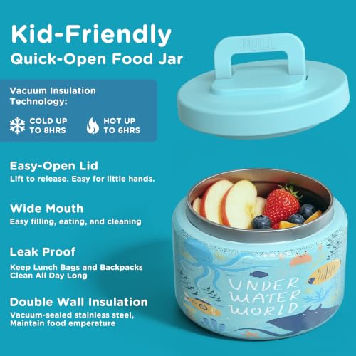 Image of JXXM Bento Lunch Box for Kids with 8oz Soup Thermo,Leak-Proof Lunch Containers with 5 Compartment,Thermo Food Jar Food Containers for School (Blue-Octopus)