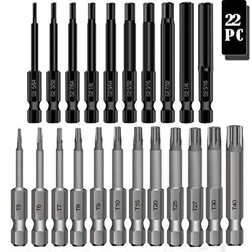 22PC Torx Head Screw Driver Bit Set and Hex Head Allen Wrench Drill Bit Set, Mgtgbao Magnetic 1/4 Inch Hex head Screwdriver Bit Set Tips
