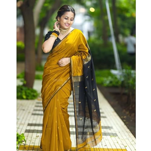Image of Original Maheswari Cotton Silk Saree for Women | Kanjivaram Pure Silk Cotton Sari with Blouse | Zari Work | Tassels | Handloom Weave