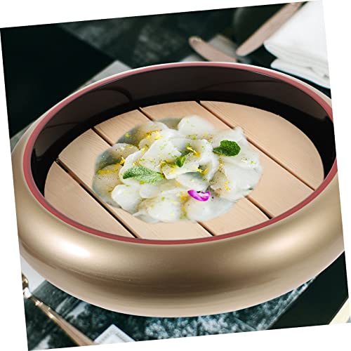 2 piezas platos japoneses para sushi con barrera de agua de madera miniatura 6
