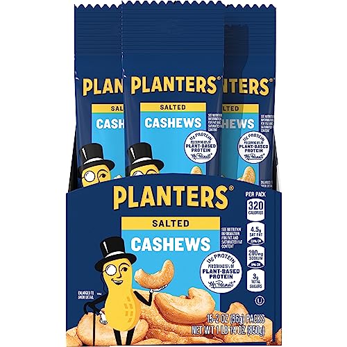 Image of PLANTERS Salted Whole Cashews, Plant Based Protein, 2 Oz (15 Ct)