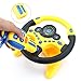 deAO Kids Steering Wheel for Backseat with Car Key Pretend Driving Simulated Driving Steering Wheel Toy with Light and Music Gifts for Kids (Yellow)