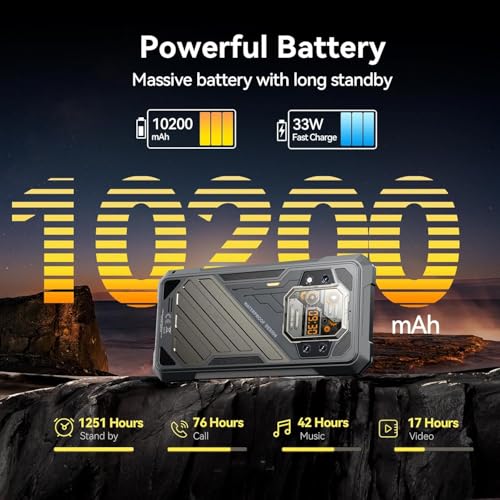 CUBOT King Kong X Rugged Smartphone 5G - 32GB+256GB Cell Phone, 10200mAh(33W) Battery, 6.58" FHD+1.85" Dual Display Rugged Phone Unlocked, 100MP Camera, 5G Dual SIM Android 14 Phones, NFC/GPS/OTG - Image 4