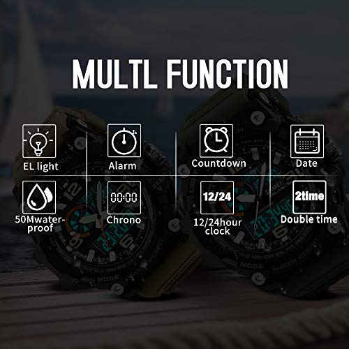 SKMEI Men's Digital Sports Watch, Military Waterproof Watches LED Screen Large Face Stopwatch Alarm Wristwatch by SKMEI - Used condition - Image 5