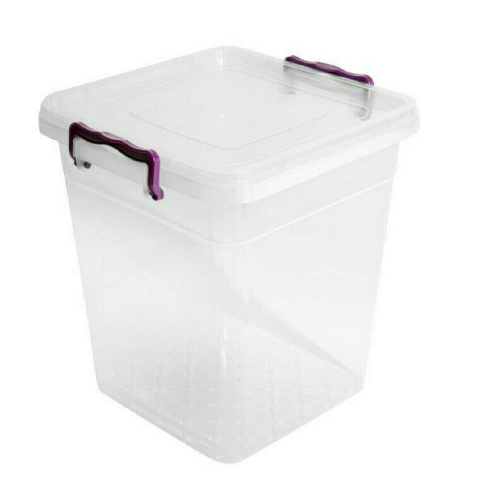 Set Of Two Plastic Storage Box Boxes Lid Handles Food Container Home Kitchen Office Box UK (15L Deep)