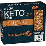 :ratio KETO Friendly Crunchy Bars, Toasted Almond, Gluten Free Snack, 8 ct