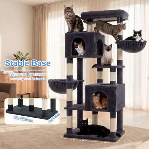 Image of Heybly 68.1 inch Cat Tree with Oversized Top Platform & Wide Base HCT059G