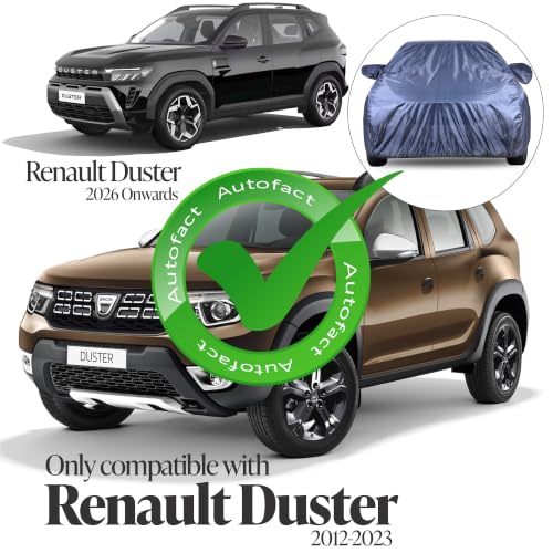 Image of Autofact Premium Car Cover for Duster | All Weather Water-Resistant Full Body Car Cover | Light-Weight Triple-Stitched Outdoor Shield with UV Protection, Dustproof & Heat-Resistant