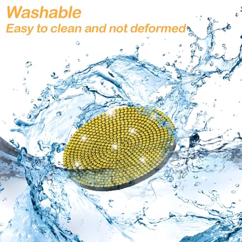 Image of Osilly Bling Car Cup Holder Coaster, Crystal Rhinestone Anti-Slip Insert Coasters, Universal 2.75 Inch Fashion Automotive Cup Mat, Car Interior Accessories Decor Gifts for Women (Yellow, 4PCS)