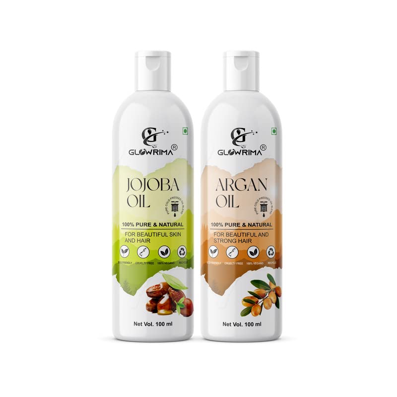 Image of 100% Pure Jojoba Oil 100ML & Argan Oil 100ML Combo For Rapid Hair Growth, Anti Hair Fall, Split Ends & Promotes Softer & Shinier Hair (Pack Of 2)