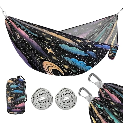 ATTX Colorful Sky Camping Hammock - Lightweight & Portable Hammocks, Heavy Duty 330lbs Capacity for Indoor, Hiking, Backpacking, Travel, Backyard, Beach#447