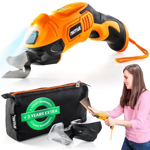 Electric Scissors for Cutting Fabric, Cardboard & Plastic – Rechargeable Cordless Electric...