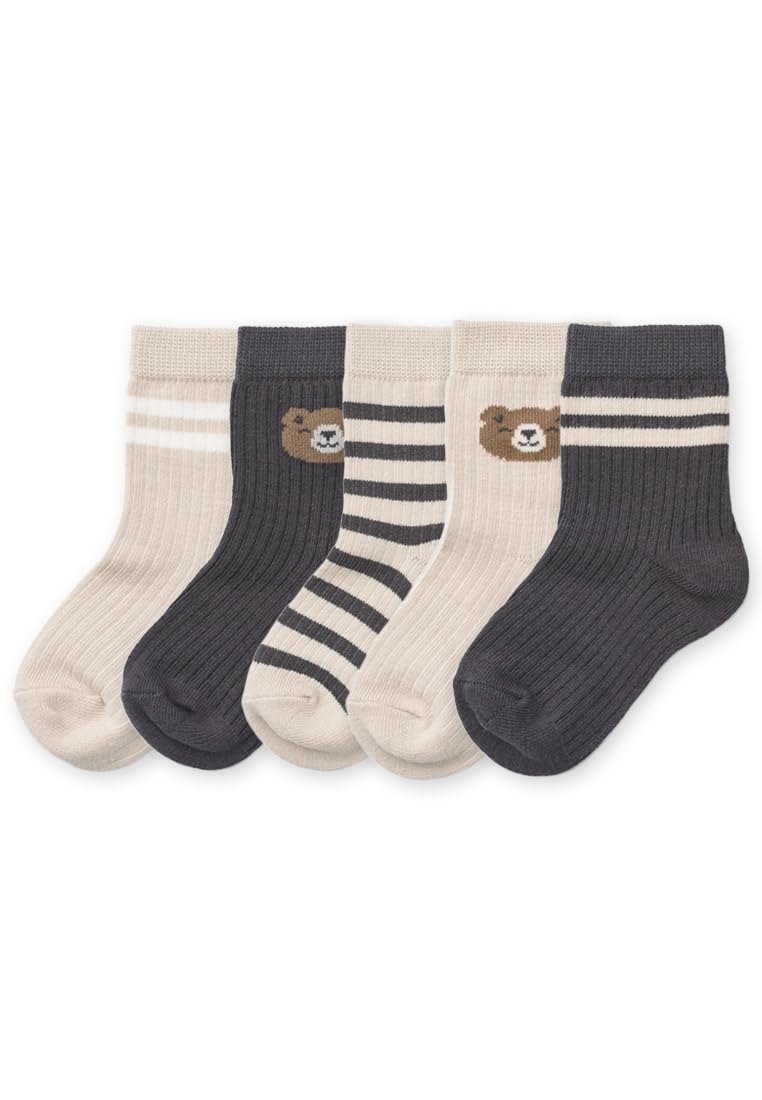 Babysocken 0–6 Monate im 5er-Pack | Baby Erstausstattung Neugeborene | Baby Socken Baumwolle | Weich, Atmungsaktiv & Elastisch | GOTS-zertifiziert | Muster-Design Set