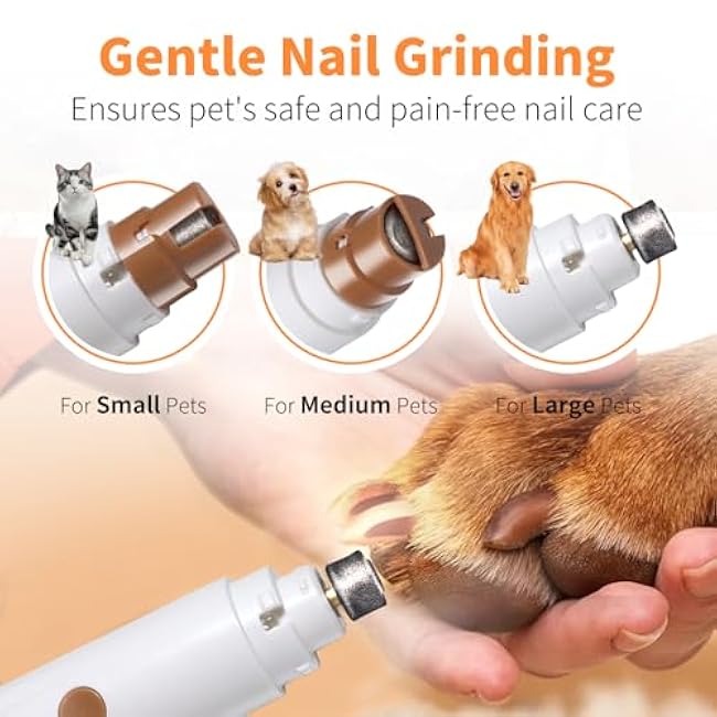 2 in 1 Pet Brush and Nail Grinder, Rechargeable Self-Cleaning Slicker Cat Brush for Shedding and Grooming, Pet Paws Nail Trimmers for Small & Medium Dogs-HwOCgnv7
