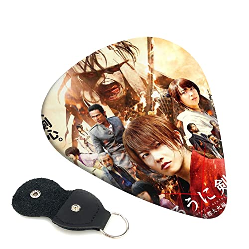 6枚セット ギターピック るろうに剣心 スタイリッシュ 3種厚さ0.46/0.71/0.96mm 6弦アコースティックギター、エレクトリックギター、ベース、バンジョー、マンドリン 6つのギターピックに適しています おにぎり型紛失防止 ギターアクセサリ Ab